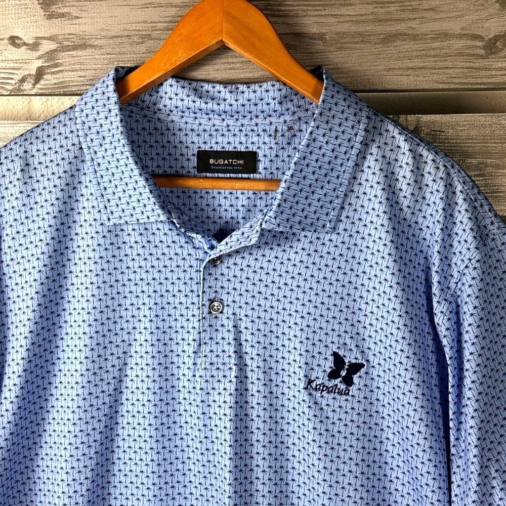 Bugatchi OoohCotton Tech 8 Way Stretch Polo Shirt Mens 3XL Blue Kapalua Course